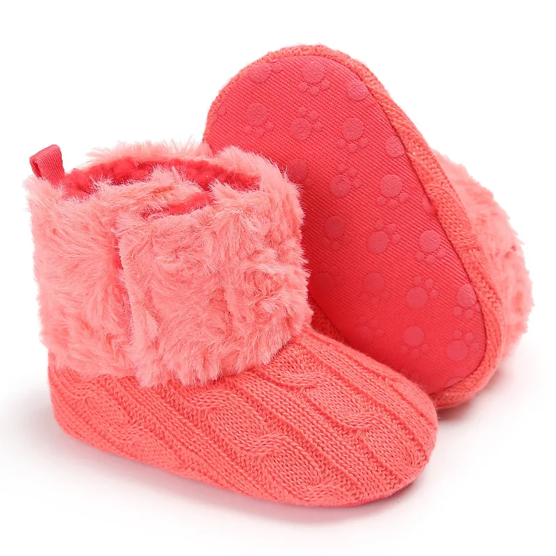 Теплые милые зимние сапоги для маленьких девочек; зимние сапоги на меху для малышей; модная детская обувь; Размеры 0-12 м; BS071 - Цвет: peach