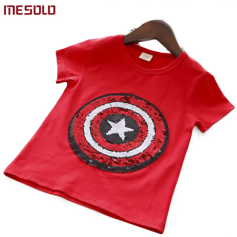 

MESOLO Changing the same clothes, Spiderman changes the US team 2018 boys and girls, the new short sleeved T-shirt J6140
