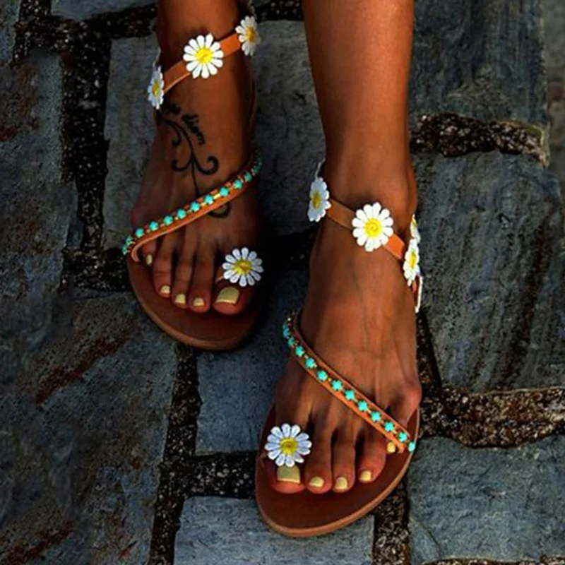 Women Sandals 2019 New Summer Shoes Woman Flower Flat Sandals Plus Size Gladiator Sandalias Mujer Slip on Beach Summer Sandals Women Sandals 2019 New Summer Shoes Woman Flower Flat Sandals Plus Size Gladiator Sandalias Mujer Slip on Beach Summer Sandals