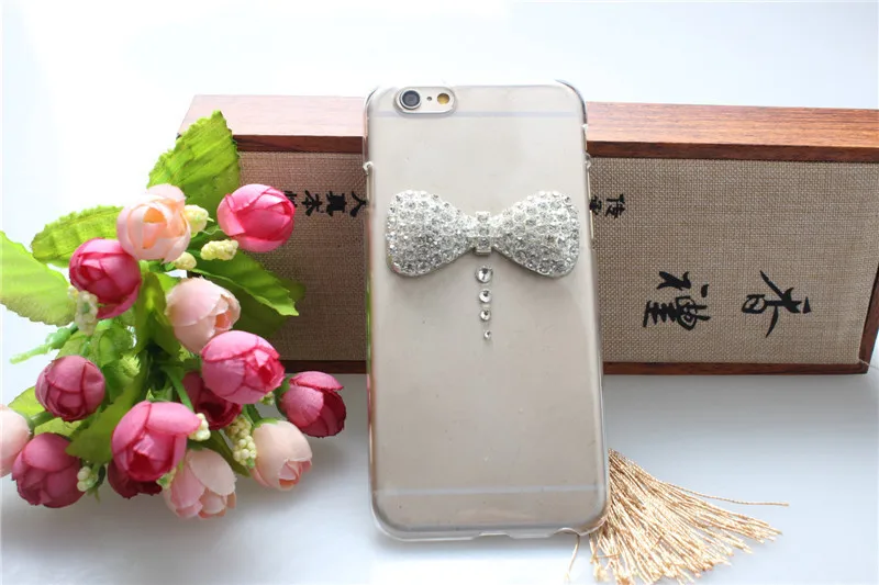 2015 New Bow Pure Case For Iphone 6 plus Mobile Phone Bag Cover Pearl Pink Heart |