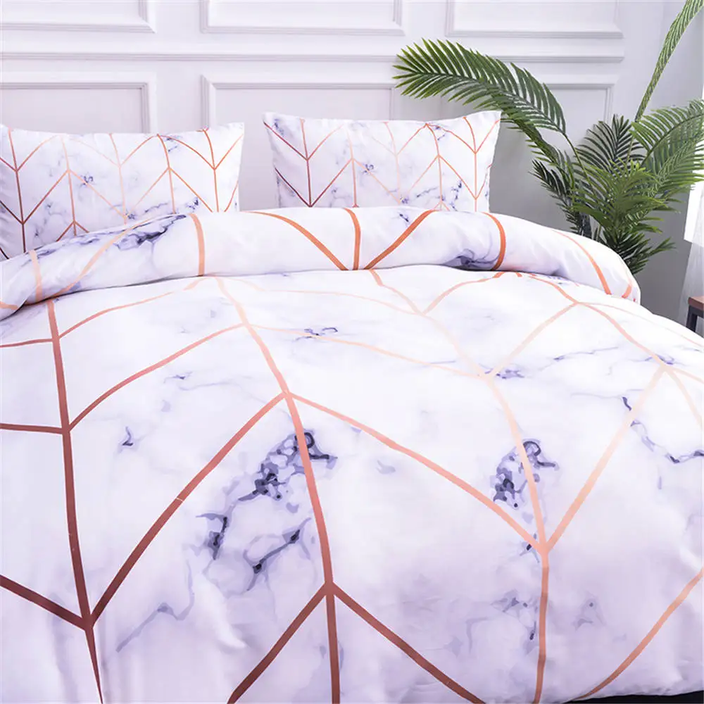 ZEIMON простой стиль 3D геометрический мрамор полиэстер постельное белье наборы постельных принадлежностей для пододеяльника набор королева размер стеганое одеяло постельное белье