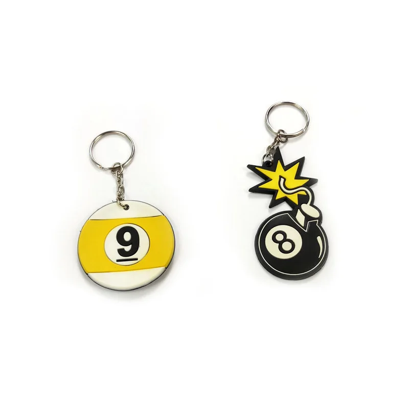 

xmlivet 2pcs/lot soft rubber Billiards Pool ball No design keychains Gifts for sport Keyrings Billiards accessories