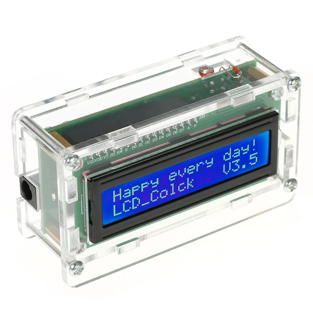 DIY цифровой таймер ЖК-часы комплект программист Дата Время Температура дисплей с прозрачный чехол с таймером переключатель