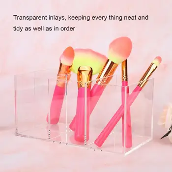 

Transparent Portable Nail Art Storage Box for Makeup Brush Tools Large Capacity Multiple Grid Desktop Nail Art Organizer Box