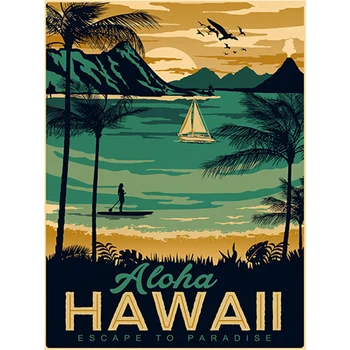 

Diamond Embroidery Full Display Cartoon Landscape Diamond Painting Cartoon Retro Hawaii Scenery Crystal Painting Wall Decor