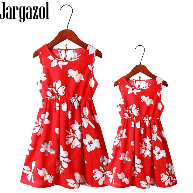 

Jargazol Family Matching Clothes Summer Beach Holiday Mommy and Me Dress Mom Daughter Clothing Family Look Outfits Vestidos