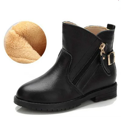 

Dance m girls Martin boots add wool leather boots baby qiu dong children winter boots