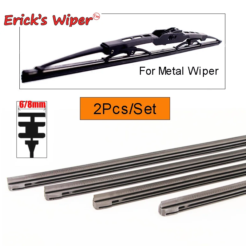 

2PCS 6mm/8mm Car Auto Rubber Strip Refills For Metal Wiper Blades Windshield 14" 16" 22" 24" 26" Vehicle Insert Soft Refill