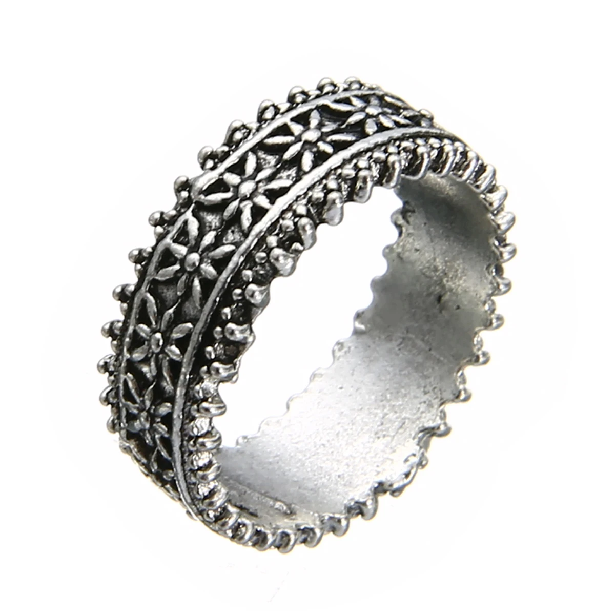 4PCS/Set Vintage Boho Women White Turquoise Silver Knuckle Ring Jewerly