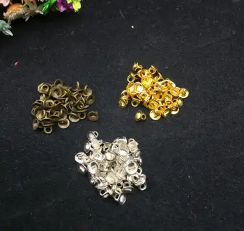 

100pieces/lot 4mm Copper Pearl Pendant Connector Bail round Bead cap Gold/Silver/Antique Bronze Plated Jewelry Finding component