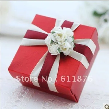 Candy Box Red Gift Box With Artificial Flower Ribbon Decoration Interesting How To Decorate A Gift Box Candy Box Red Gift Box With Artificial Flower Ribbon Decoration Interesting How To Decorate A Gift Box