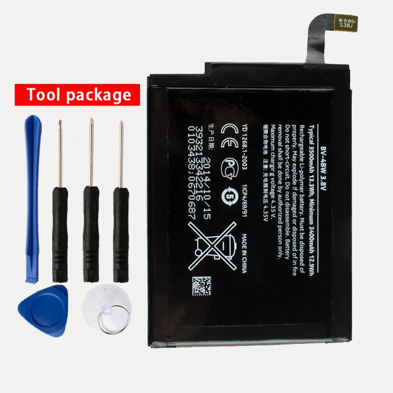 

Original High Capacity BV-4BW phone battery for Nokia Lumia 1520 MARS Phablet RM-937 Bea Lumia1520 BV4BW 3500mAh