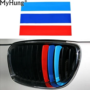 

PVC Car Front Grill Stripes Decals M Power Sport Stickers For BMW M3 M5 M6 E46 E39 E60 E90 Car Styling 25cm*5cm 3pcs Per Set