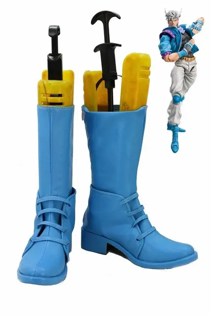JOJO'S BIZARRE ADVENTURE 2 Caesar Cosplay Shoes Blue Boots Custom Made JOJO'S BIZARRE ADVENTURE 2 Caesar Cosplay Shoes Blue Boots Custom Made