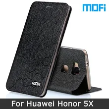 Honor 5X чехол оригинальный бренд Mofi Huawei Honor 5X Чехол подставка держатель флип кожаный чехол + ТПУ мягкий чехол для Huawei 5x случаях 5.5″