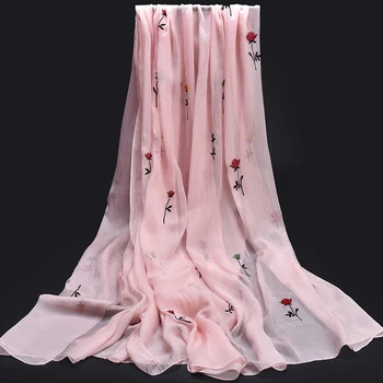 

Women 100% Pure Silk Scarf Luxury Brand 2019 Shawl and Wraps for Ladies Solid Print Hangzhou Silk Wrap Natural Real Silk Scarves