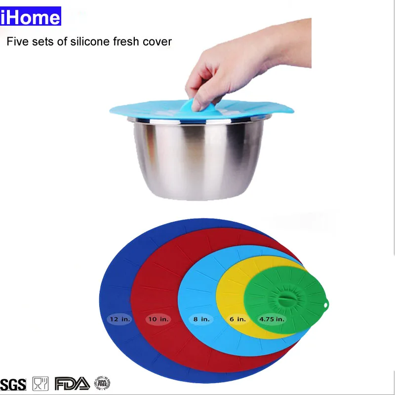 Новинка! 5 шт. силиконовые крышки миска для микроволновой печи, кастрюля для готовки, кастрюля для силиконовый чехол Кухня сковорода крышка-непроливайка фиксаторы уход за кожей лица Маска крышка плоская крышка для горшка