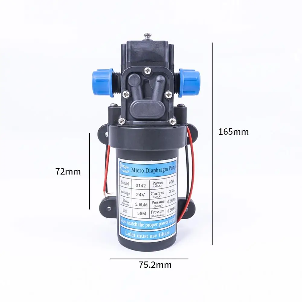 DC 24V 130PIS 80W 5.5L/Min высокое качество небольшой безопасности высокого давления миниатюрный мембранный самовсасывающий насос для наполнения жидкостью