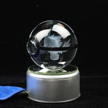 

Dropshipping Pokemon Mega Gengar Design LED Crystal 3D Pokeball Ball Night Light Desk Table Lamp
