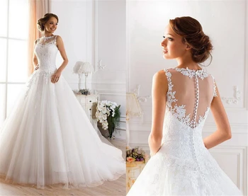 9036 2016 lace White Ivory A-Line Wedding Dresses for bride gown Appliques Vintage plus size maxi Customer made size 2-28W