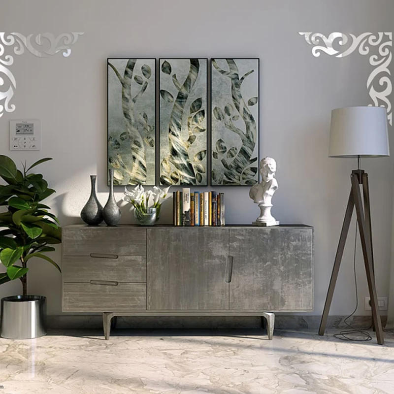 

Yanqiao Diagonal Corner Line Acrylic Mirror Wall Sticker Living Room Bedroom TV Home Decal Art Decor Self Adhesive Wall-papers