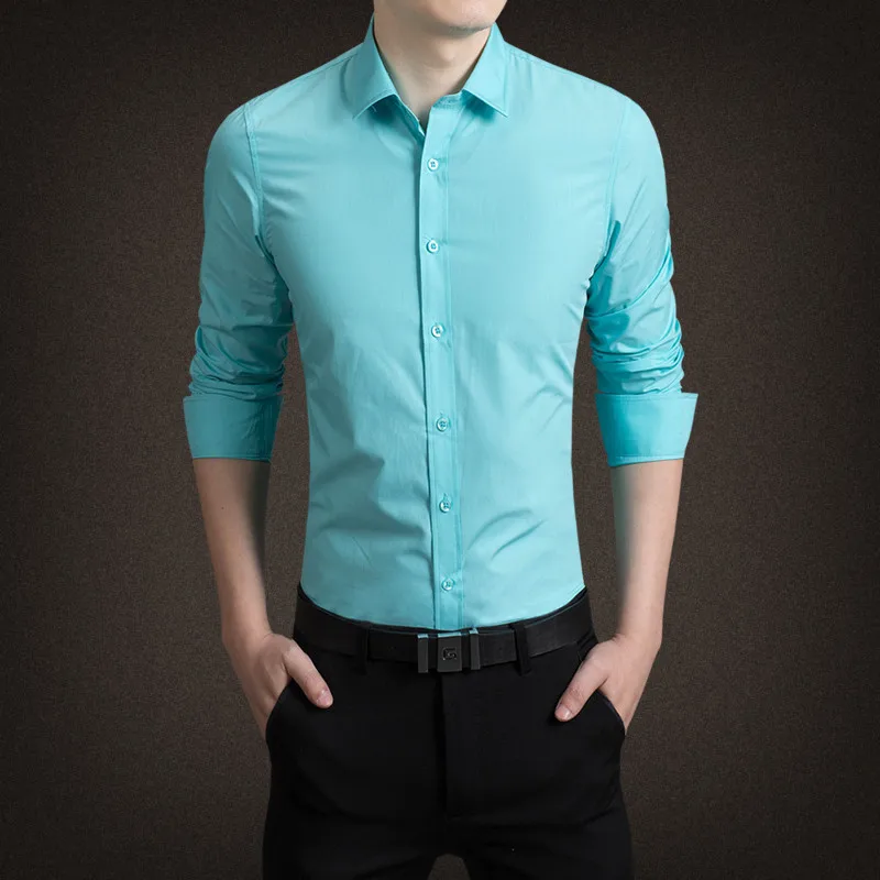 Bolubao, новинка, мужская повседневная рубашка, брендовая одежда, хлопок, смокинг, мужская рубашка, длинный рукав, тонкая, мужская, деловая рубашка, M-5XL - Цвет: Light Green