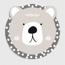 Домашний декор, ковры для детской комнаты, круглый коврик с рисунком медведя, собаки, для спальни, гостиной, для детей, для ползания, игровой коврик, Противоскользящий коврик