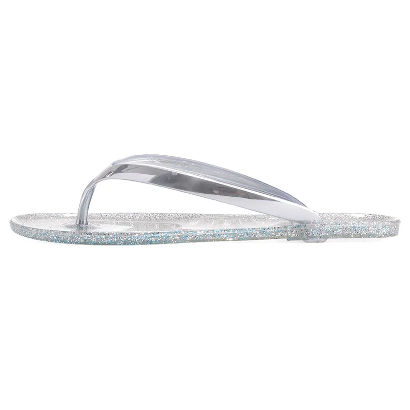 

New 2019 Summer Beach Flip Flops Sandals Women's Slippers Female Flat Sandals Flip Flops Solid color Silver TUX21