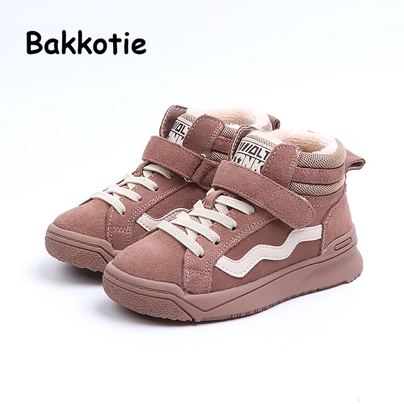 

Bakkotie 2018 New Winter Children Genuine Leather Shoes Kid Casual Sneakers Baby Boy Sport Shoes Girl Fashion Warm Brand Trainer