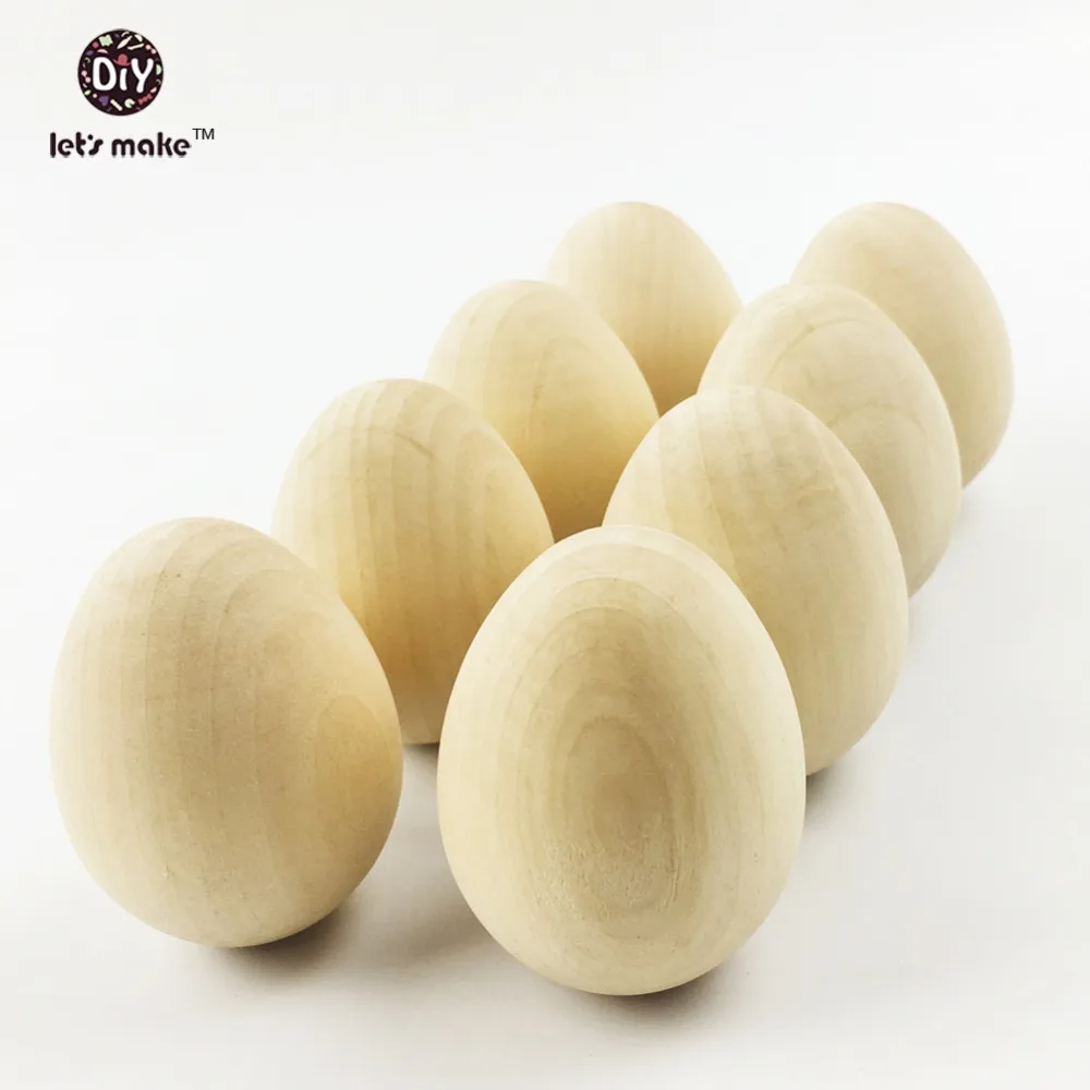 Let's Make 10 Wood Easter Eggs Large 2.5" Wooden hen egg, DIY