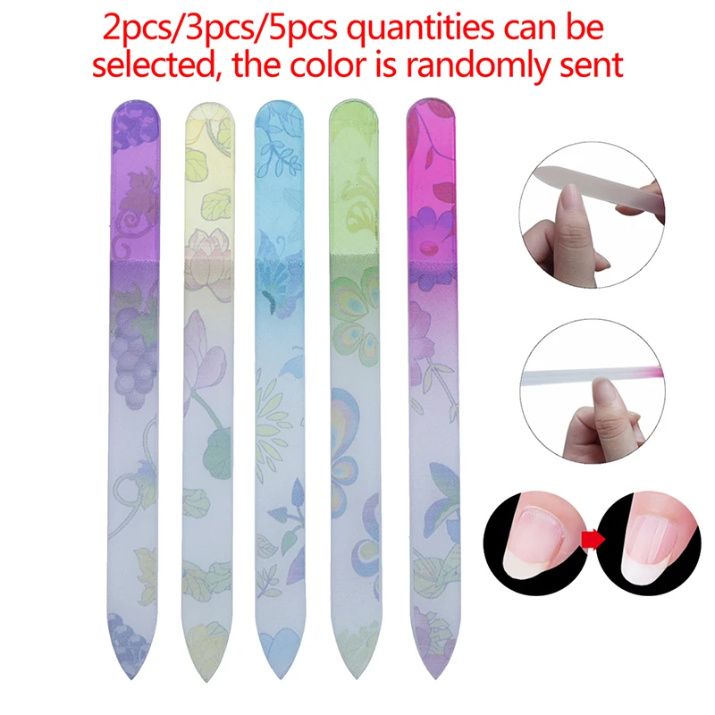 

2/3/5pcs Nail Files Crystal Glass Sanding Buffer DIY Manicure Buffing Polish Device Nail Art Decorations Tools Color Random