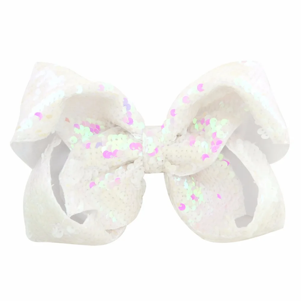 

1piece Large 8inch Girls Embroideried Sequin Bows With Alligator Clips Colorful Hairpins Bling Barrette Hair Accessories 868