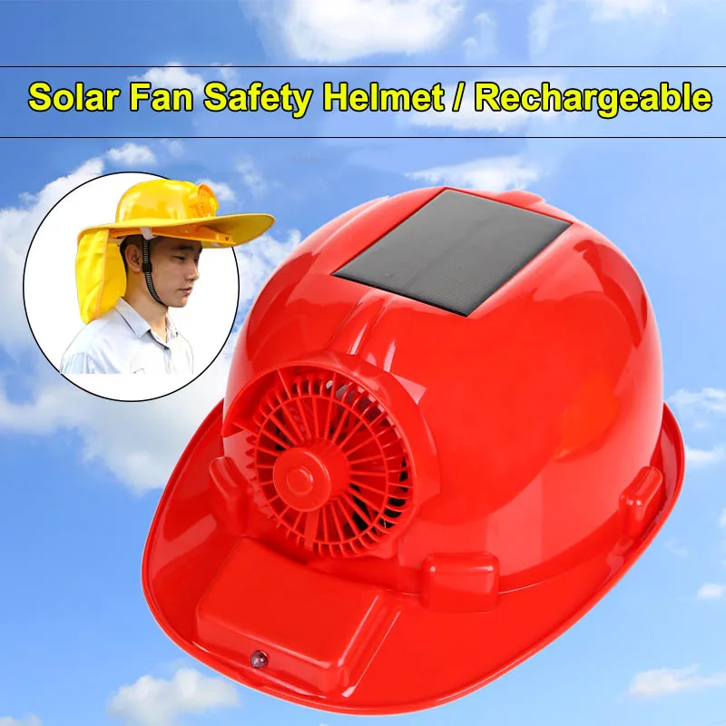 

Solar Fan Safety Helmet Rechargeable Construction Summer Cooling Breathable Hard Hat Outdoor Fan Cap Sun protection