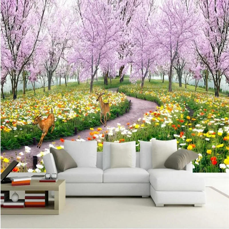 

beibehang photo wallpaper Romantic cherry tree the living room sofa bed TV bedroom natural floral backdrop wallpaper mural