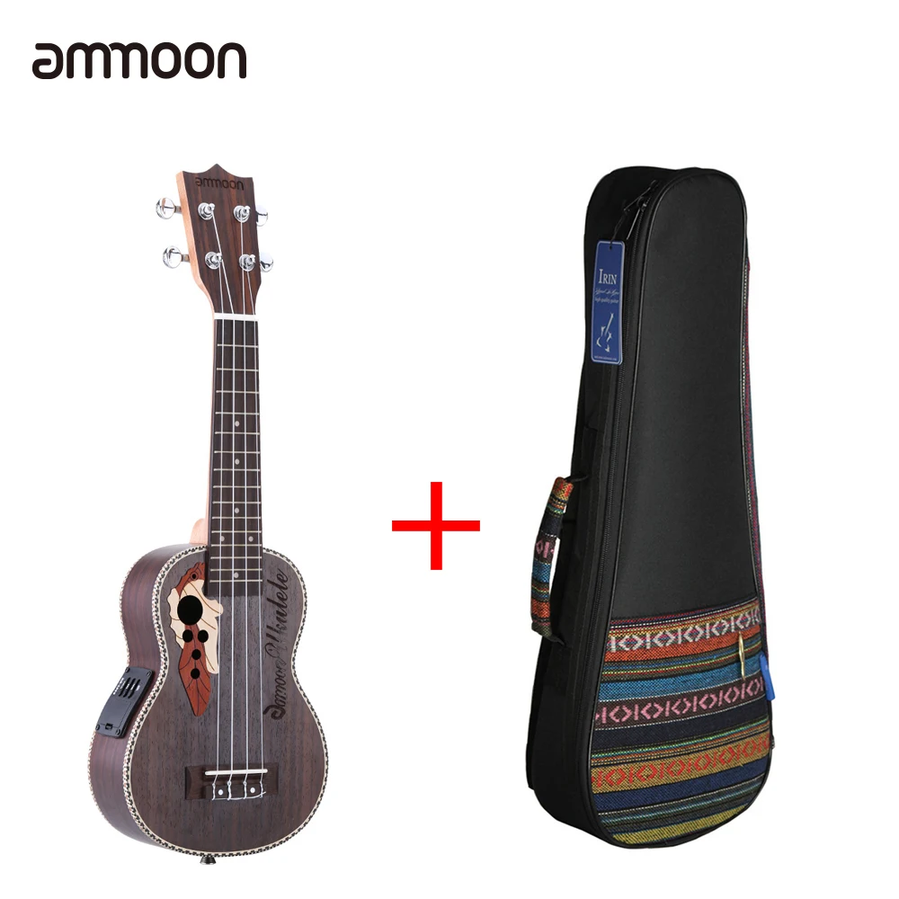 Ammoon ель Ukelele 2" Укулеле акустическая укулеле с сумкой для укулеле 15 ладов 4 струны музыкальный инструмент со встроенным звукоснимателем эквалайзера