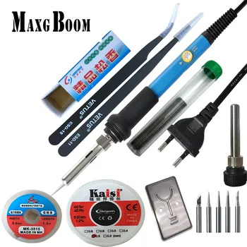 

60W 220V EU Electric Adjustable Temperature Welding Solder Soldering Iron Rework Repair Tool With +Suction line
