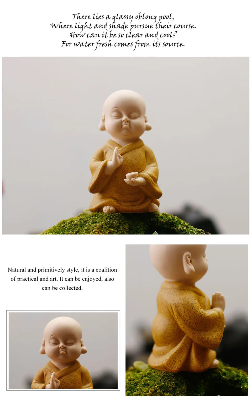 Керамическая статуя Будды фиолетовый песок маленький монах цветной песок керамические украшения домашний декор чай питомец буддистский монах яркий цвет