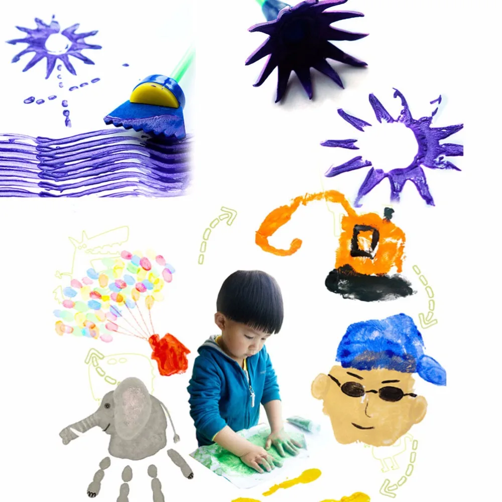 4 шт./компл. цветочным принтом в стиле «сделай сам губка для граффити товары для рукоделия Кисти Уплотнения инструмент забавные креативные игрушки для детей, игрушки для рисования