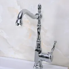 Polished Chrome Brass Swivel Spout One Hole/Handle Kitchen/Bar Bathroom Sink Faucet Hot&Cold Mixer Tap anf925