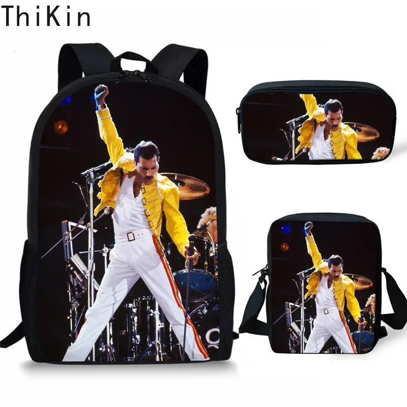 THIKIN Children School Bags Queen Band Bohemian Rhapsody Printing Large Shoulder Backpack 3Pcs/set Kids Custom Students Bookbags THIKIN Children School Bags Queen Band Bohemian Rhapsody Printing Large Shoulder Backpack 3Pcs/set Kids Custom Students Bookbags