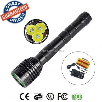 

AloneFire HF3 3T6 Flashlight 3x CREE XM-L XML T6 LED Flashlight 18650 Battery Extendable High Power Torch+18650 battery+charger