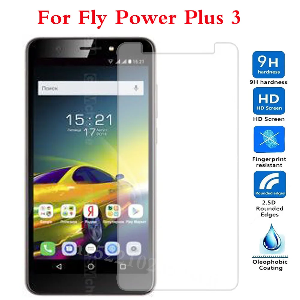 Закаленное стекло для смартфона Fly power Plus 3 Защитная пленка экрана чехол Телефона