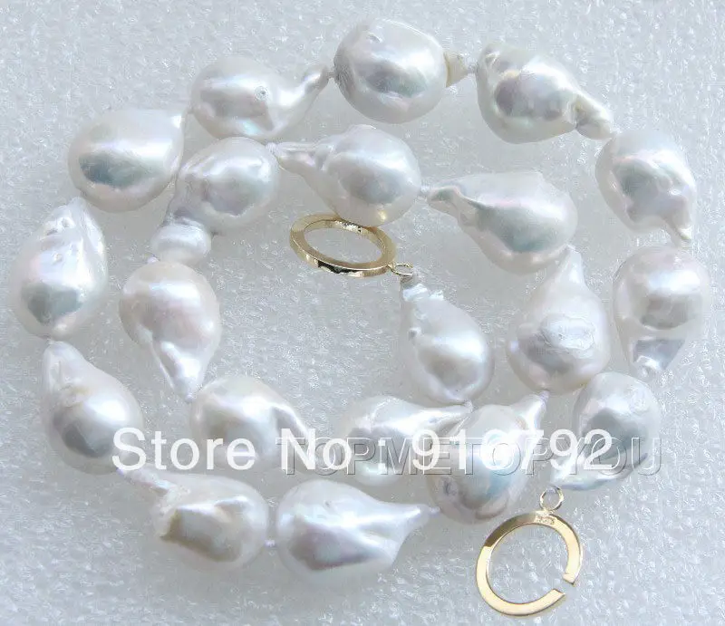 

free shipping >>>>>Amazing 19" Natural 22mm Baroque white Reborn Keshi pearls necklace E2162