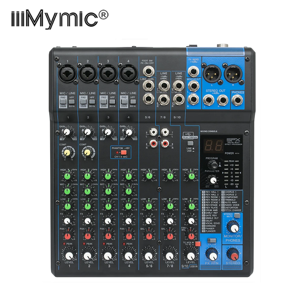 

Professional Audio consule 10XU 10 Channel Input and USB Interface Analog Mixer With Compression and Effects LN for Stage DJ