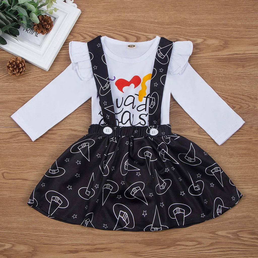 Newborn Infant Baby Girl Ghost Dot Dress+Romper+Pant Halloween Cotton Outfit Set