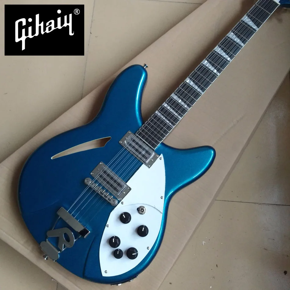 New style high quality custom 12 strings electric bass guitar, ebony fingerboard metallic blue electric guitar, free shipping New style high quality custom 12 strings electric bass guitar, ebony fingerboard metallic blue electric guitar, free shipping