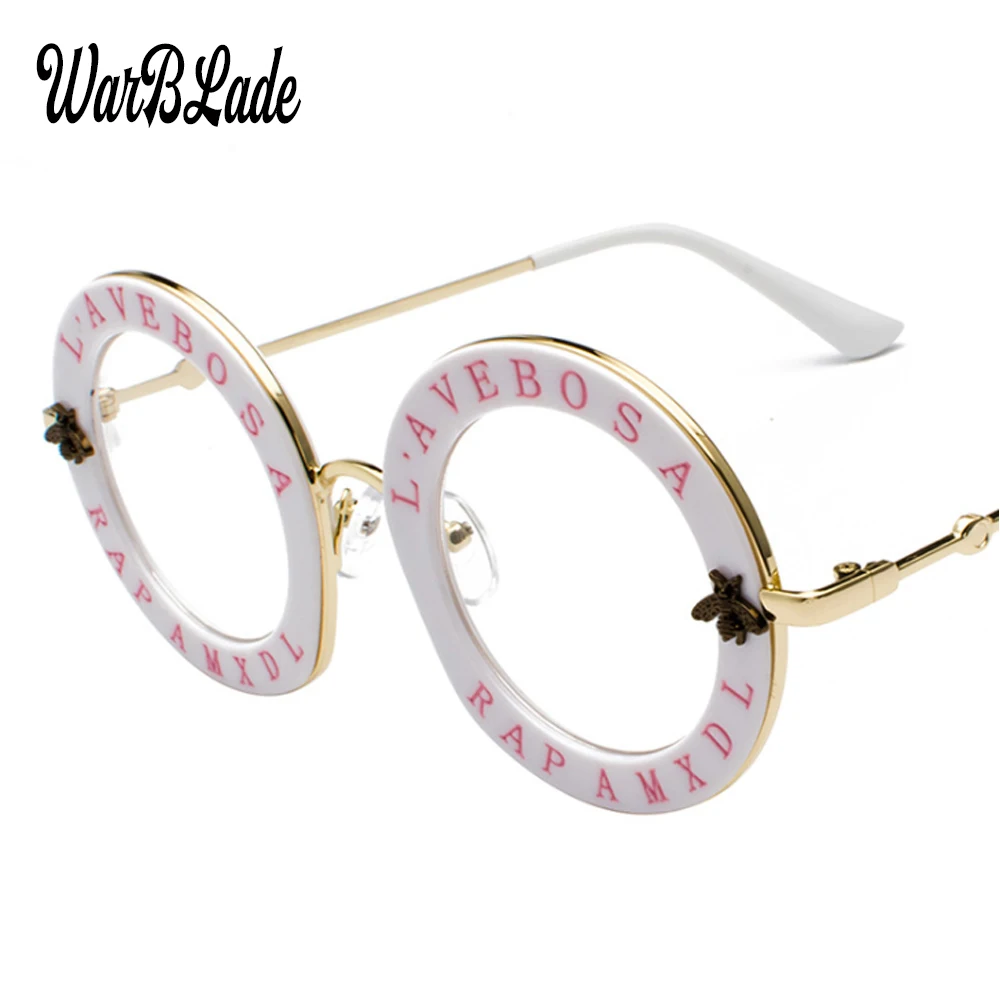WarBLade ретро круглые очки с прозрачными линзами английские буквы маленькая Пчелка мужские и женские Брендовые очки модные мужские и женские Oculos De Sol