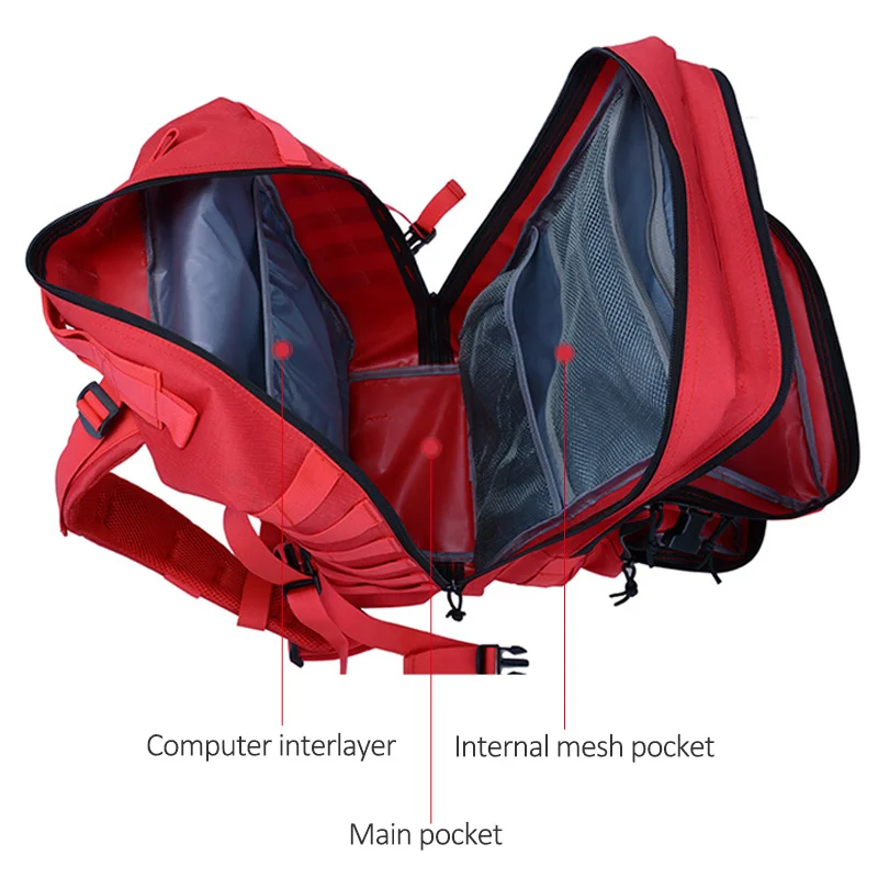 45L Large Capacity Military Backpack Tactical Rucksack Men Camping Bag for Travel Mountaineering Hi