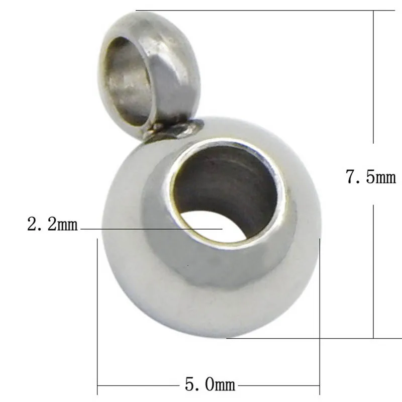 10pcs Stainless Steel Large Hole Beads Pendant Clasp for Jewelry Making Hanging Connector Diy Leather Rope Cord Bracelet Finding