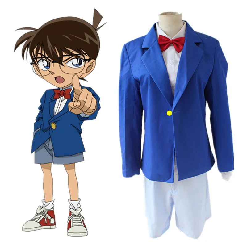 Аниме Detective Косплей Kudou Shinichi Джимми Кудо синяя школьная форма костюм Хэллоуин